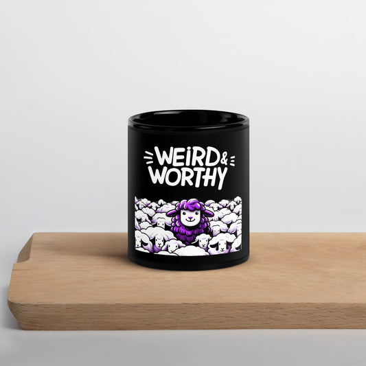 GWMS "Weird & Worthy" Black Glossy Mug