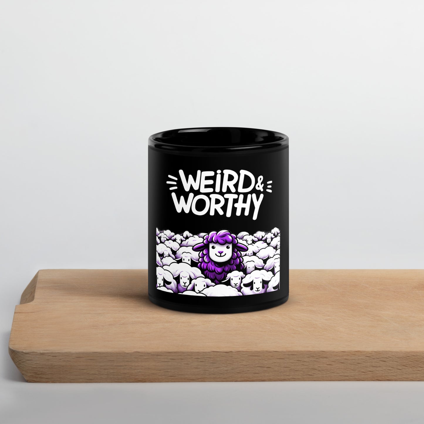 GWMS "Weird & Worthy" Black Glossy Mug